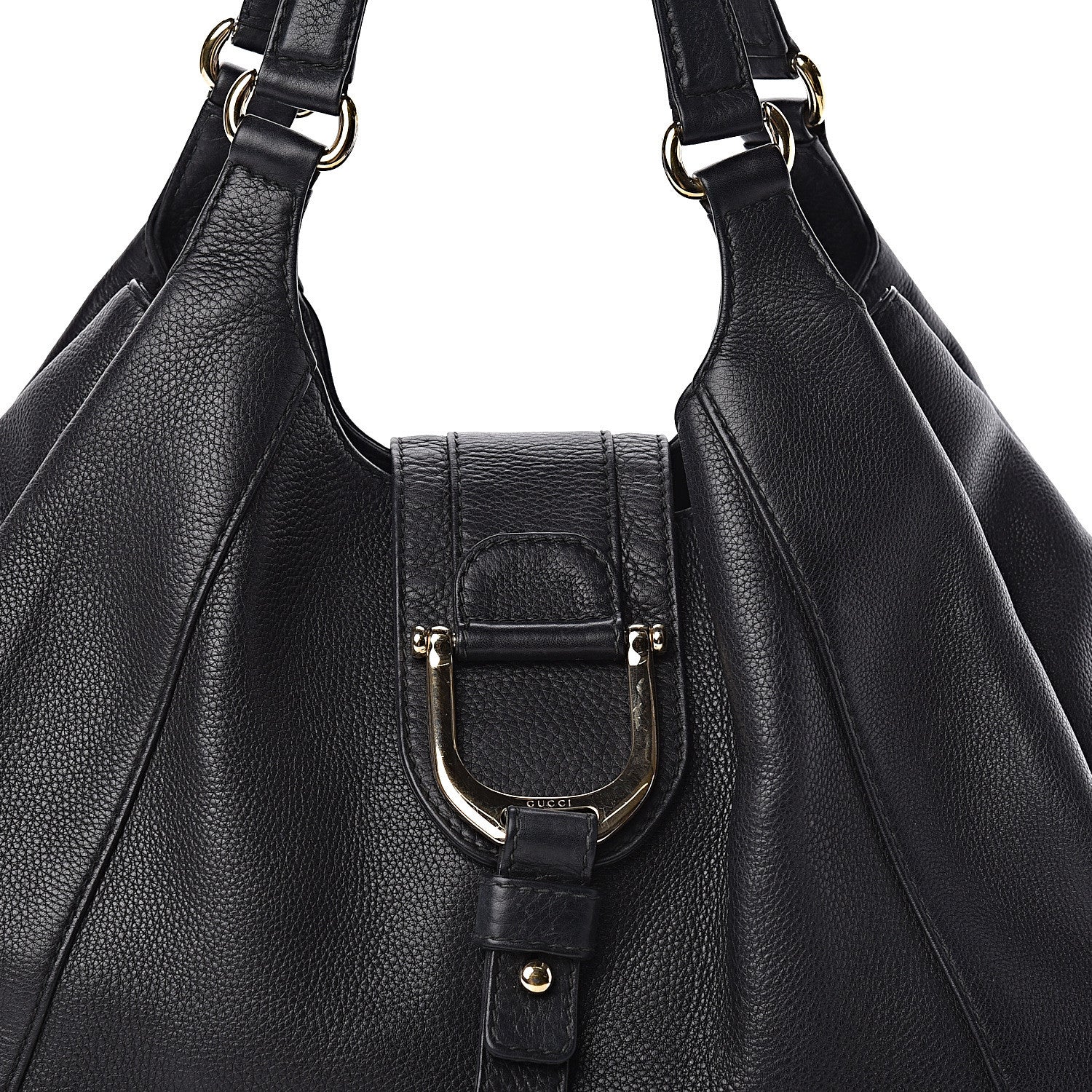 Gucci Pebbled Calfskin Medium Greenwich Shoulder Bag Black 10 of 10
