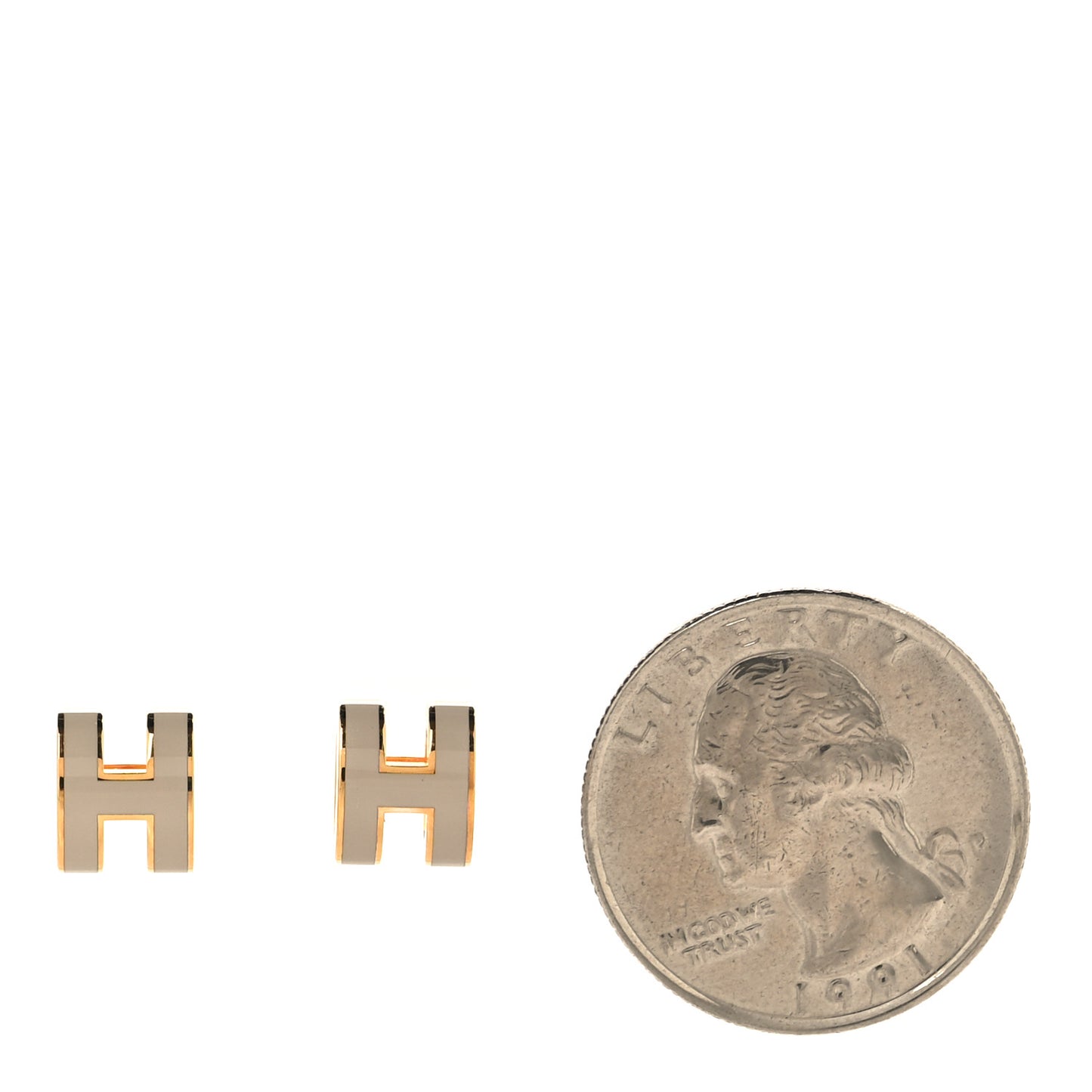 Gold Lacquered Mini Pop H Earrings Marron Glace