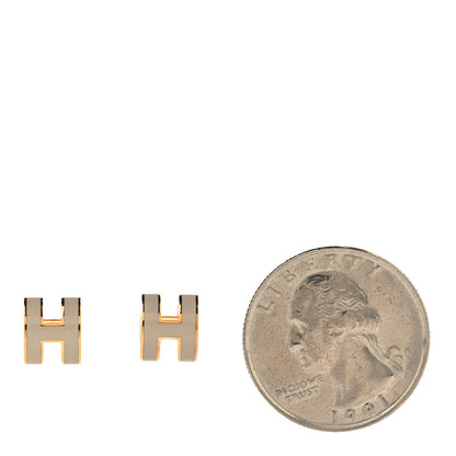 Hermes Gold Lacquered Mini Pop H Earrings Marron Glace 2 of 5