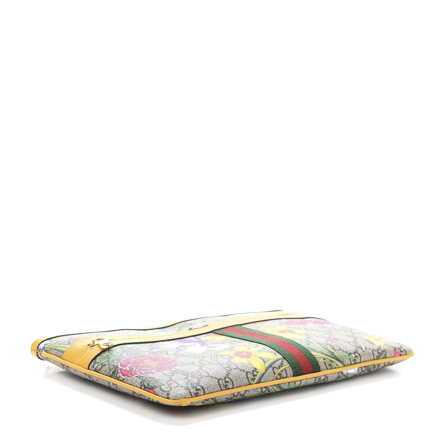 Gucci GG Supreme Monogram Flora Large Ophidia Pouch Clutch Beige Multicolor Crop 4 of 10