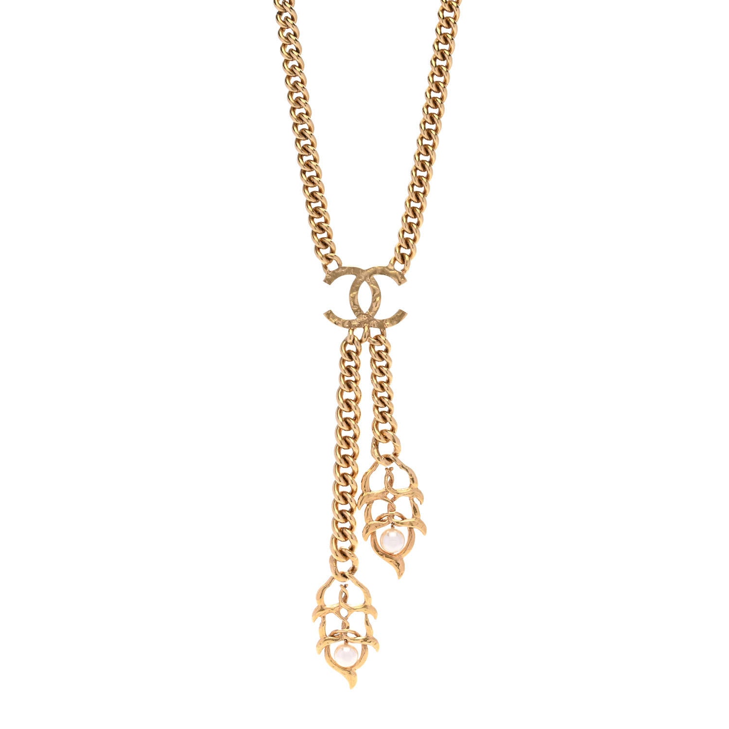 Chanel Metal Pearl CC Chain Necklace Gold 1 of 7