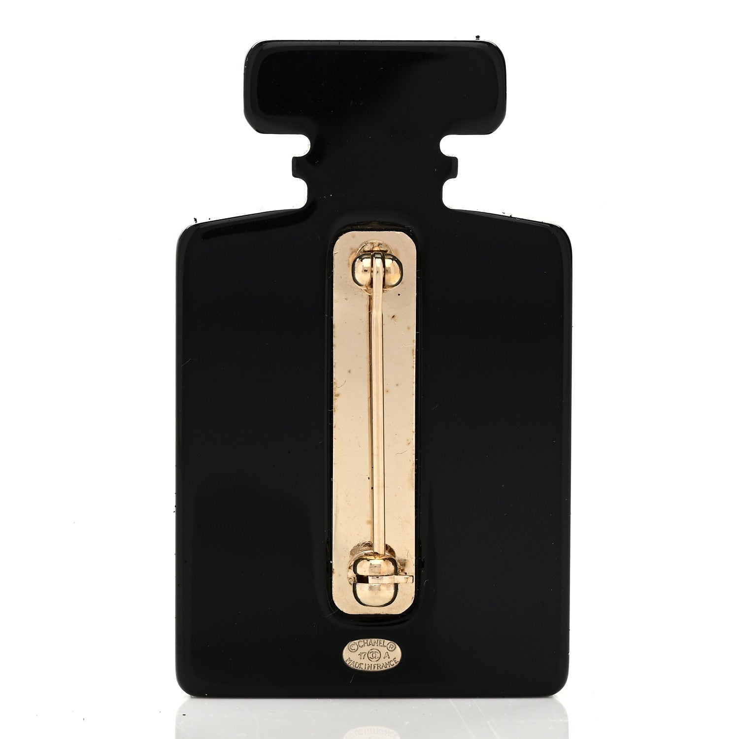 Chanel Resin Strass Perfume Bottle CC Brooch Black Gold 2 of 4