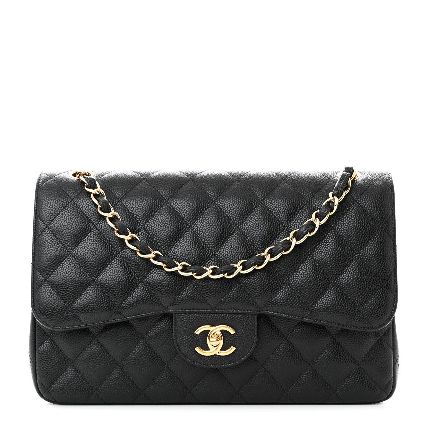 Caviar Quilted Jumbo Double Flap Black