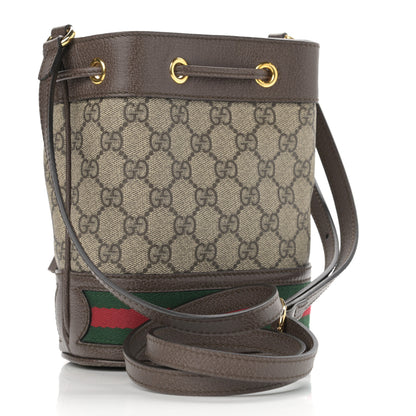 Gucci GG Supreme Monogram Web Mini Ophidia Bucket Bag Brown 3 of 11