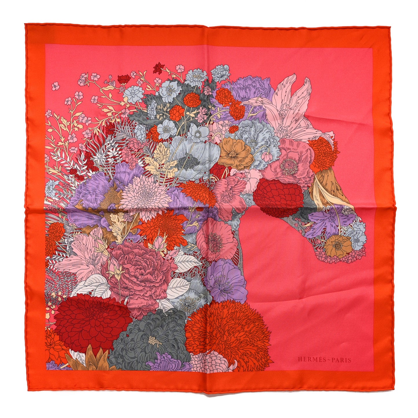 Silk Robe Legere Scarf 45 Vermillion Rose Gris