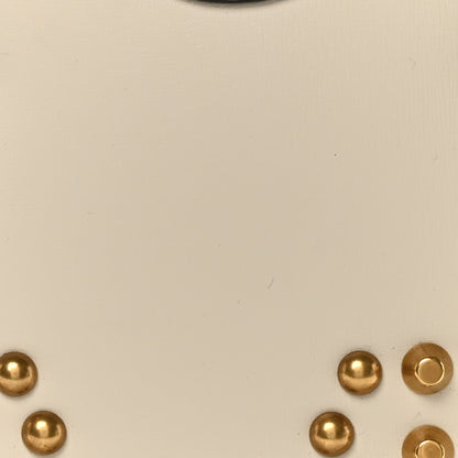 Gucci Calfskin Studded Loved Small Diana Tote Bag Mystic White Hibiscus Red 8 of 10