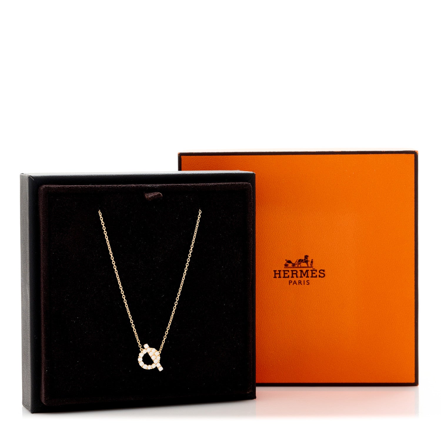 Hermes 18K Rose Gold Diamond Finesse Pendant Necklace 6 of 6