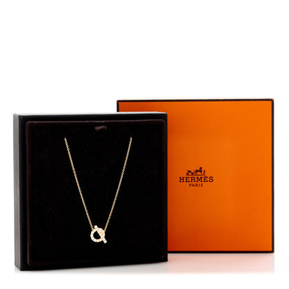 Hermes 18K Rose Gold Diamond Finesse Pendant Necklace 6 of 6
