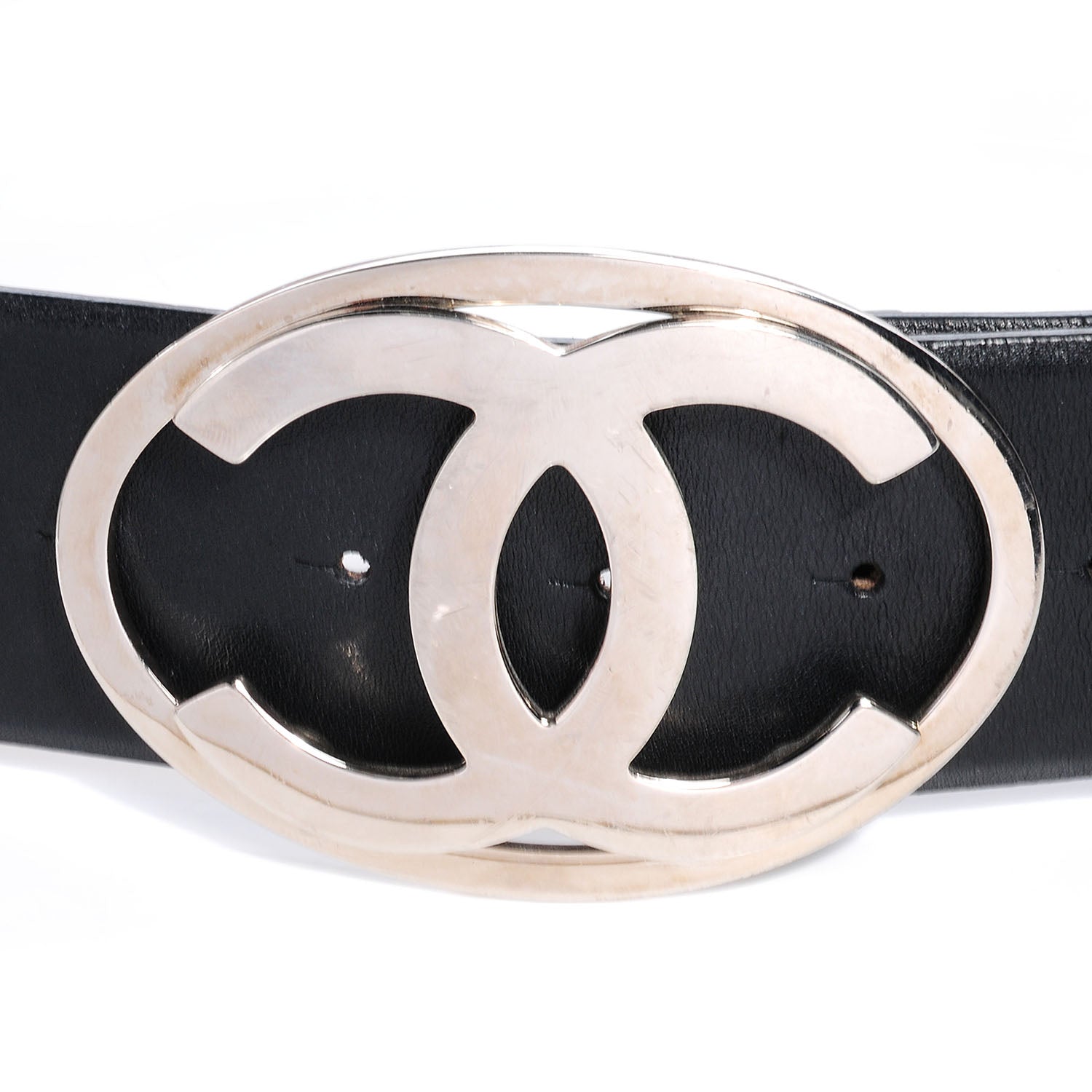 Chanel Leather CC Logo Belt 95 38 Black 3 of 7