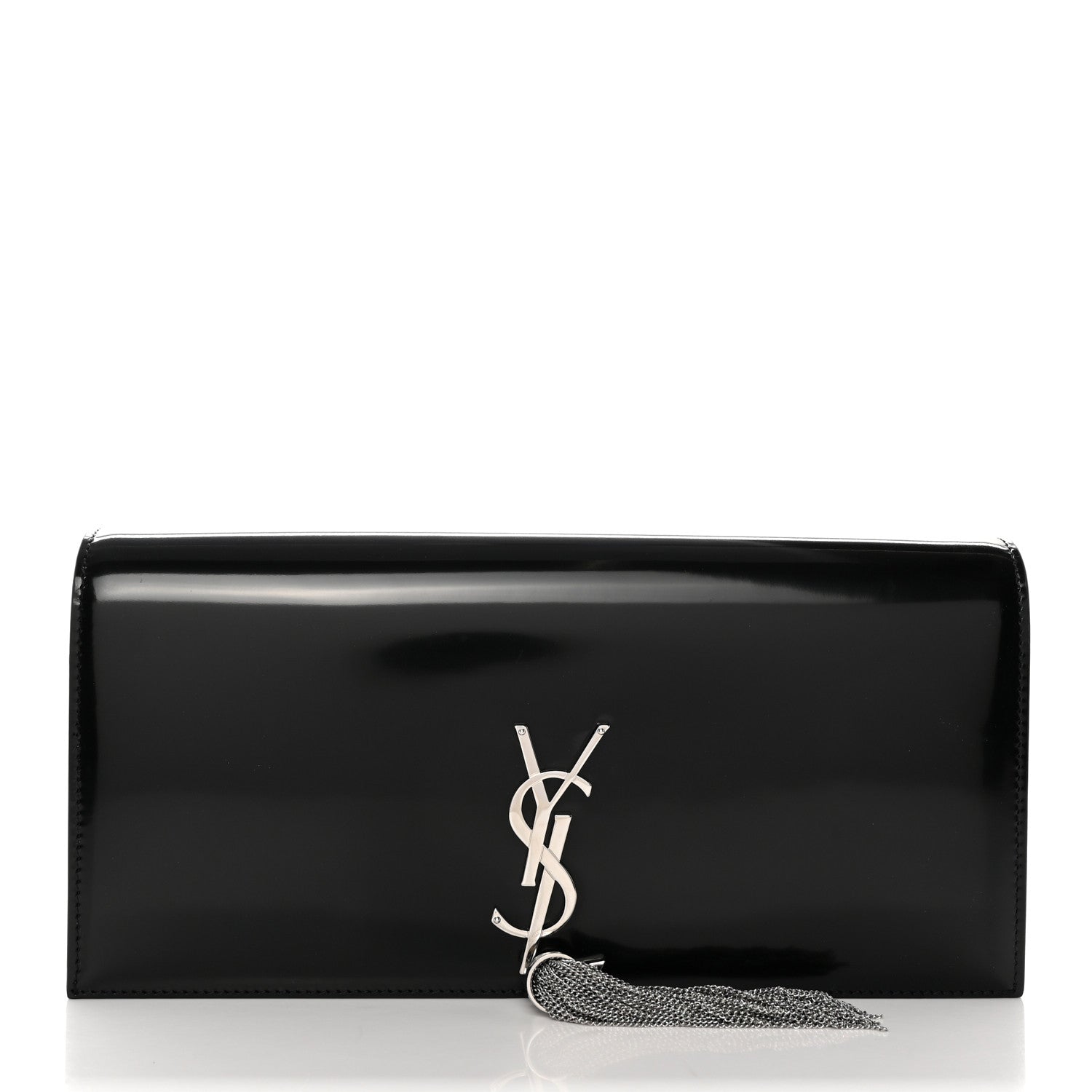 Saint Laurent Patent Cassandre Tassel Clutch Black 1 of 7