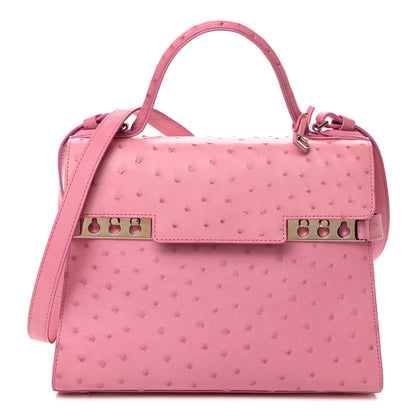 Delvaux Ostrich MM Tempete Satchel Pink 1 of 12