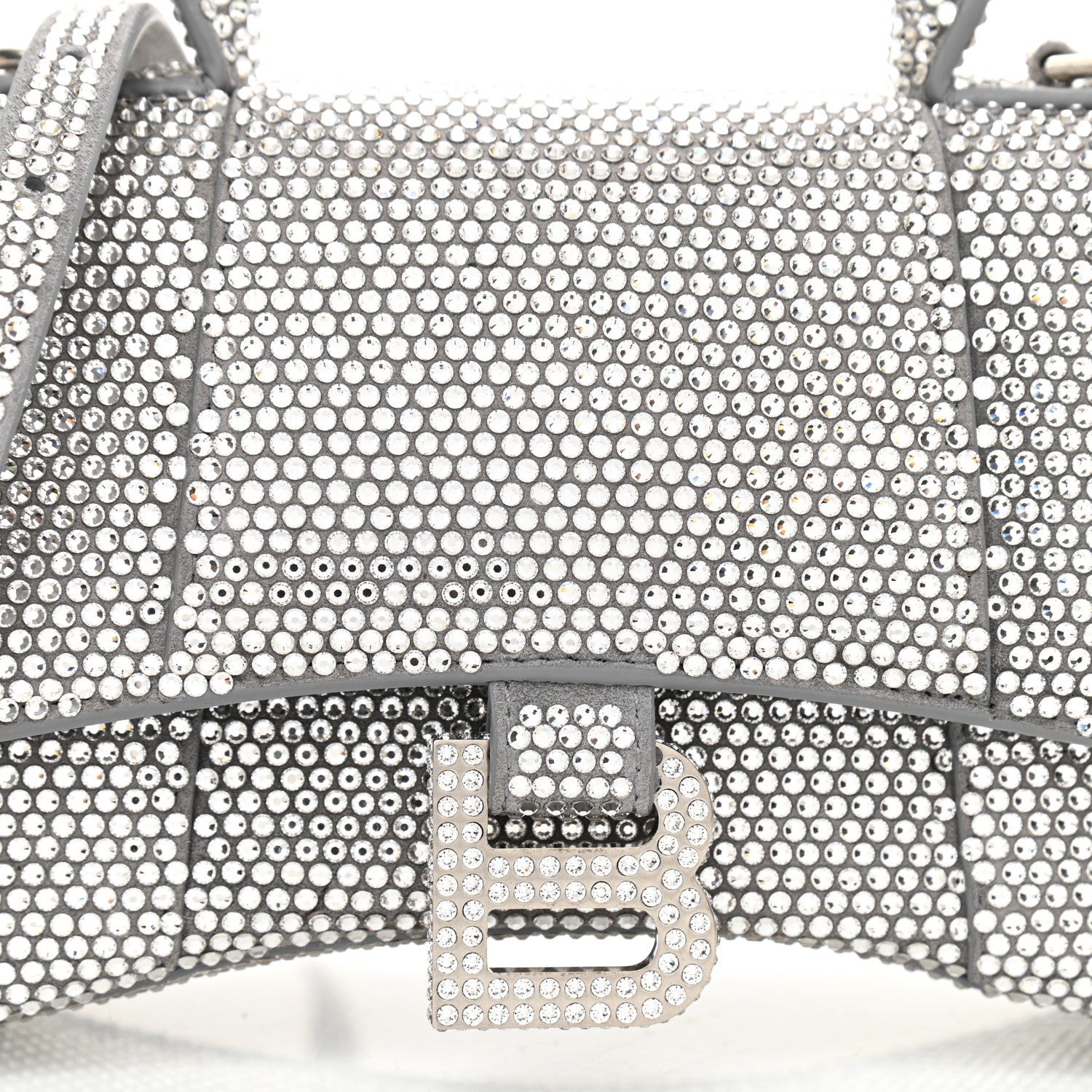 Balenciaga Strass Suede Hourglass Top Handle Bag XS Smoke Grey Crystal 4 of 10