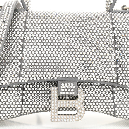 Balenciaga Strass Suede Hourglass Top Handle Bag XS Smoke Grey Crystal 4 of 10