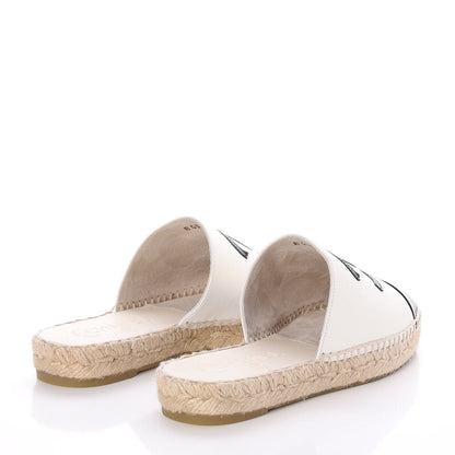 Chanel Iridescent Goatskin CC Espadrille Mules 36 Ivory Black 4 of 11