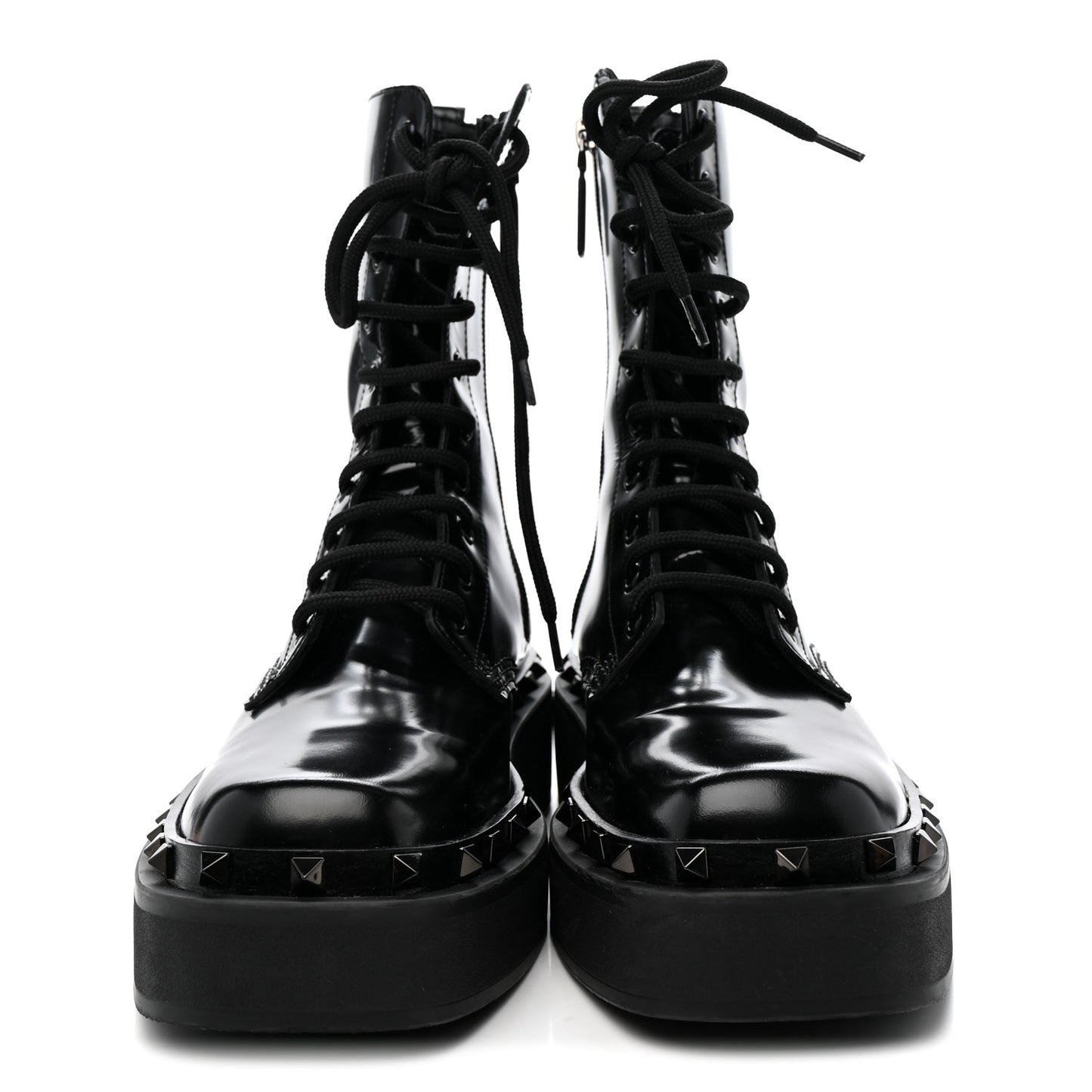 Calfskin Rockstud M-Way 50mm Combat Boots  39 Black
