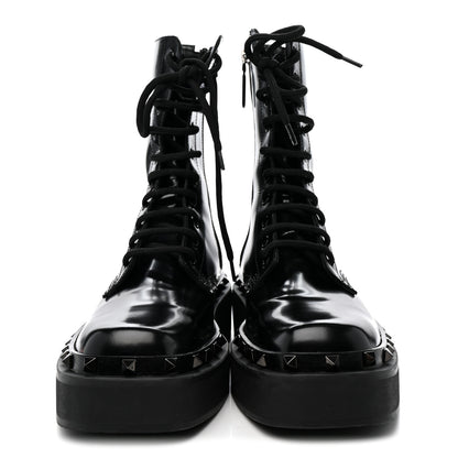 Valentino Garavani Calfskin Rockstud M-Way 50mm Combat Boots  39 Black 3 of 11