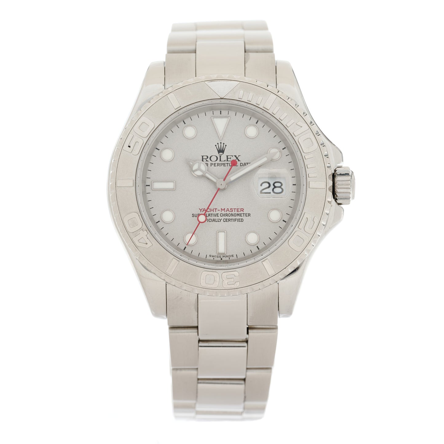 Stainless Steel Platinum 40mm Oyster Perpetual Date Yacht-Master Watch Silver 16622