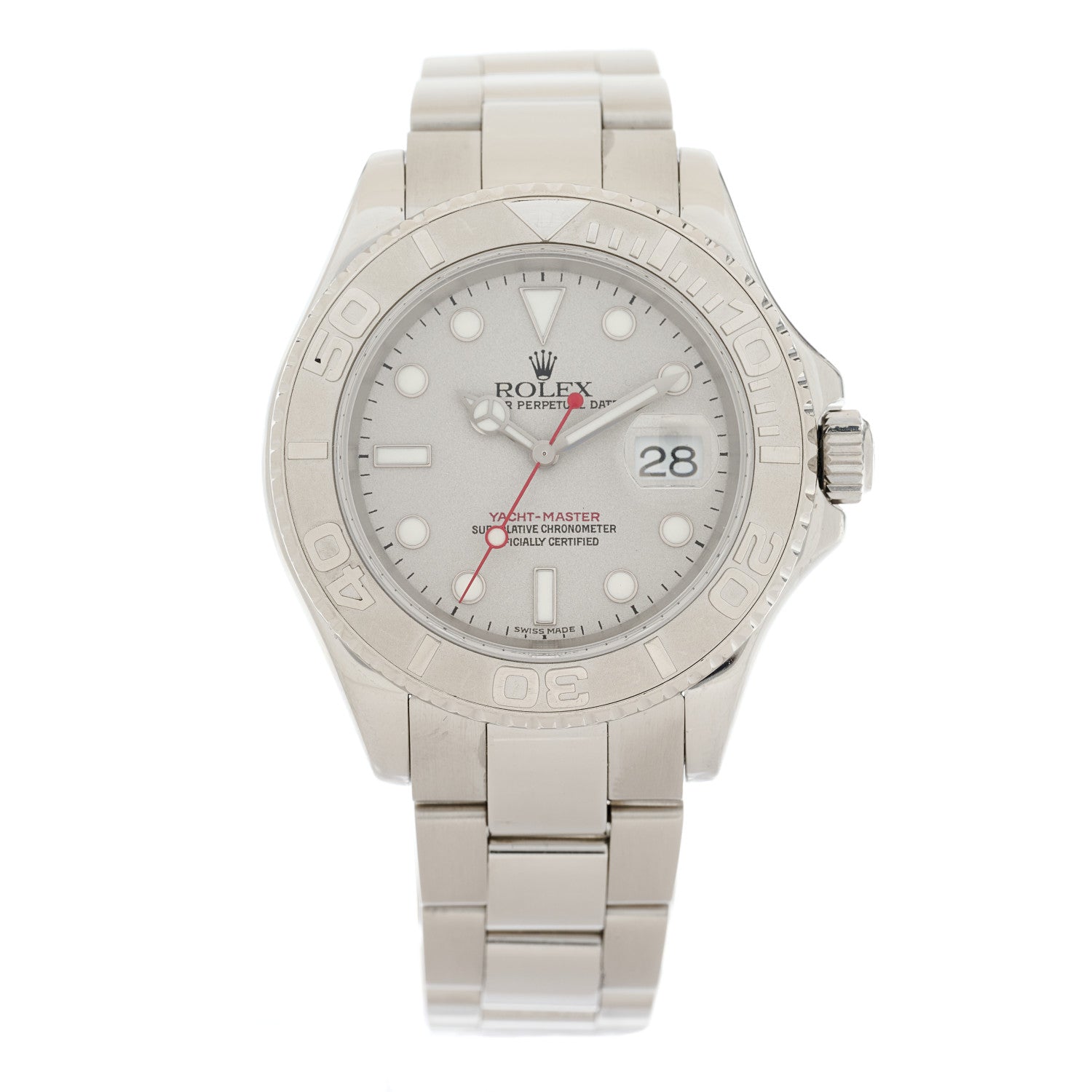 Rolex Stainless Steel Platinum 40mm Oyster Perpetual Date Yacht-Master Watch Silver 16622 1 of 4