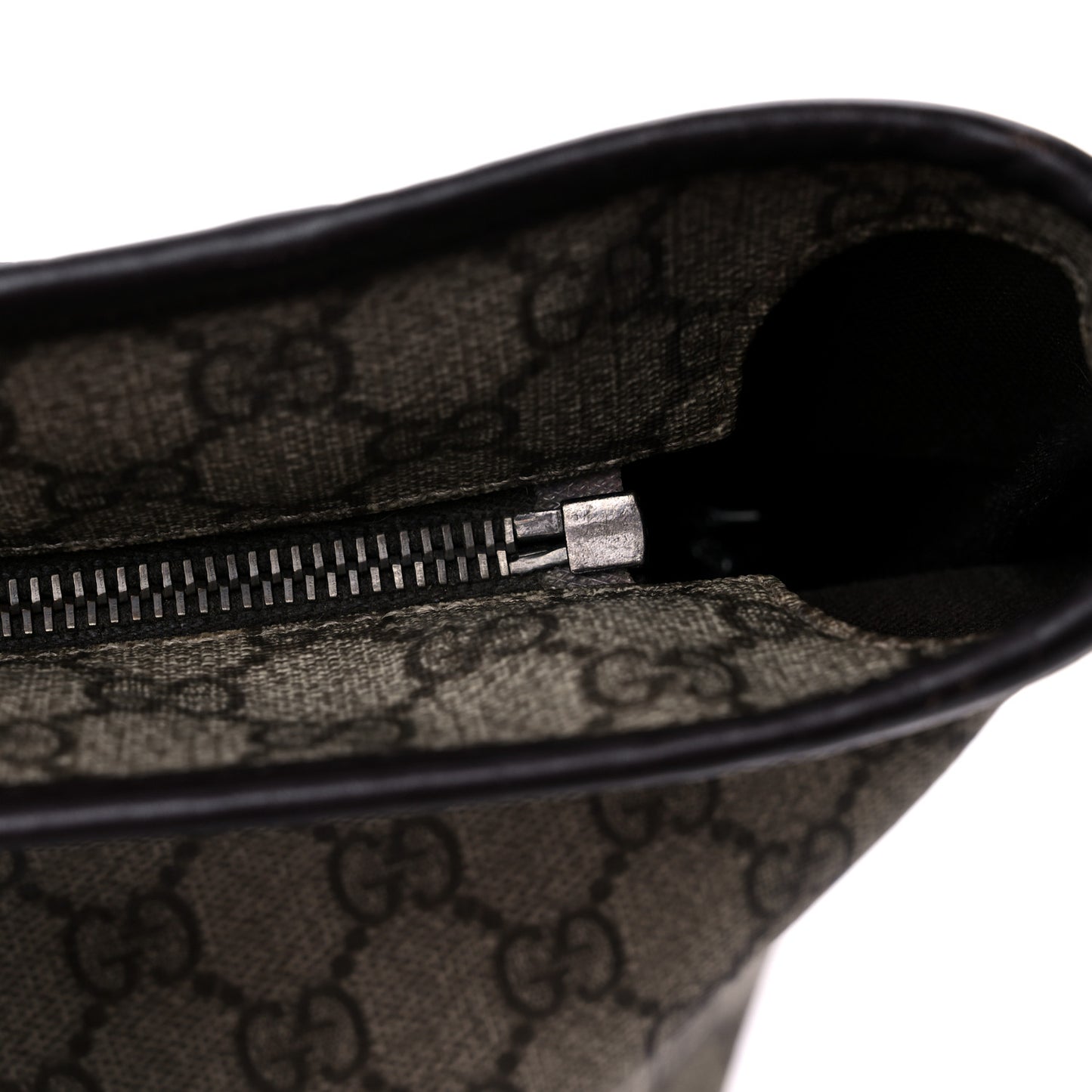 GG Supreme Monogram Medium Zippered Shopping Tote Dark Brown