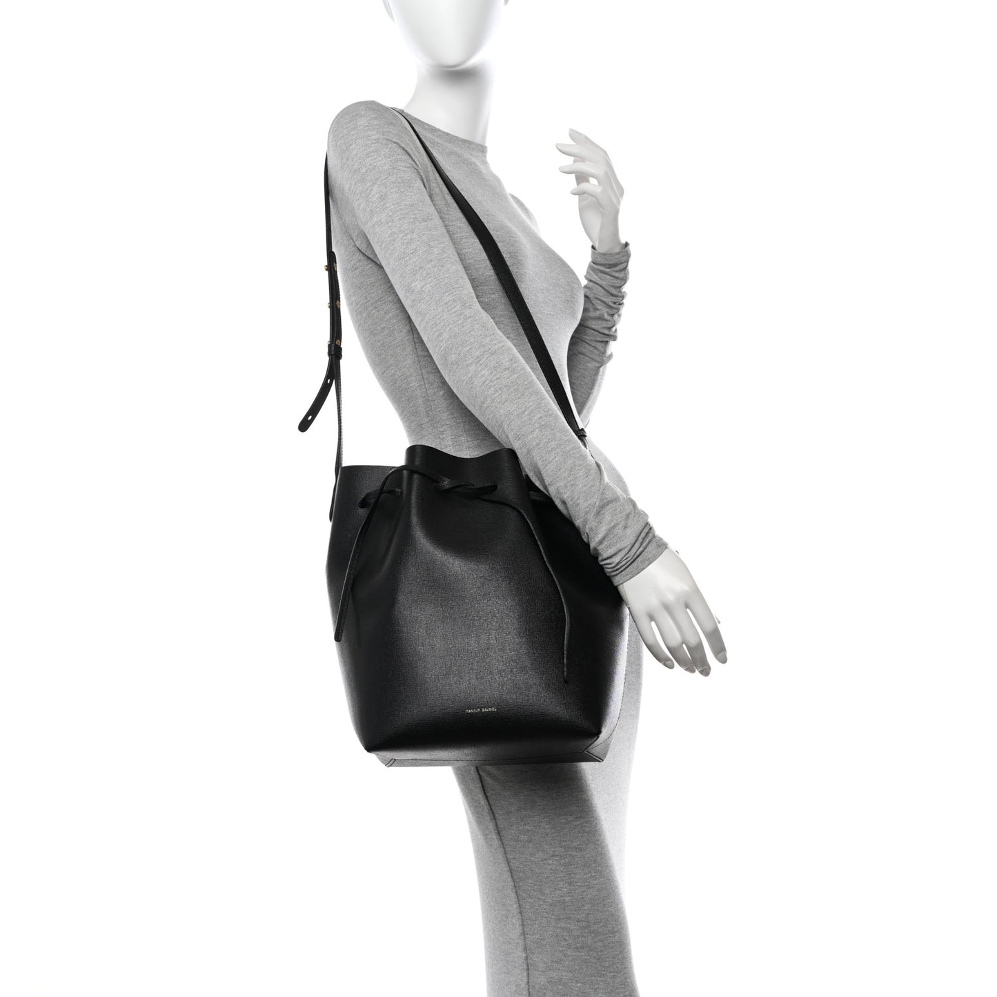 Calfskin Mini Bucket Bag Black Royal Blu