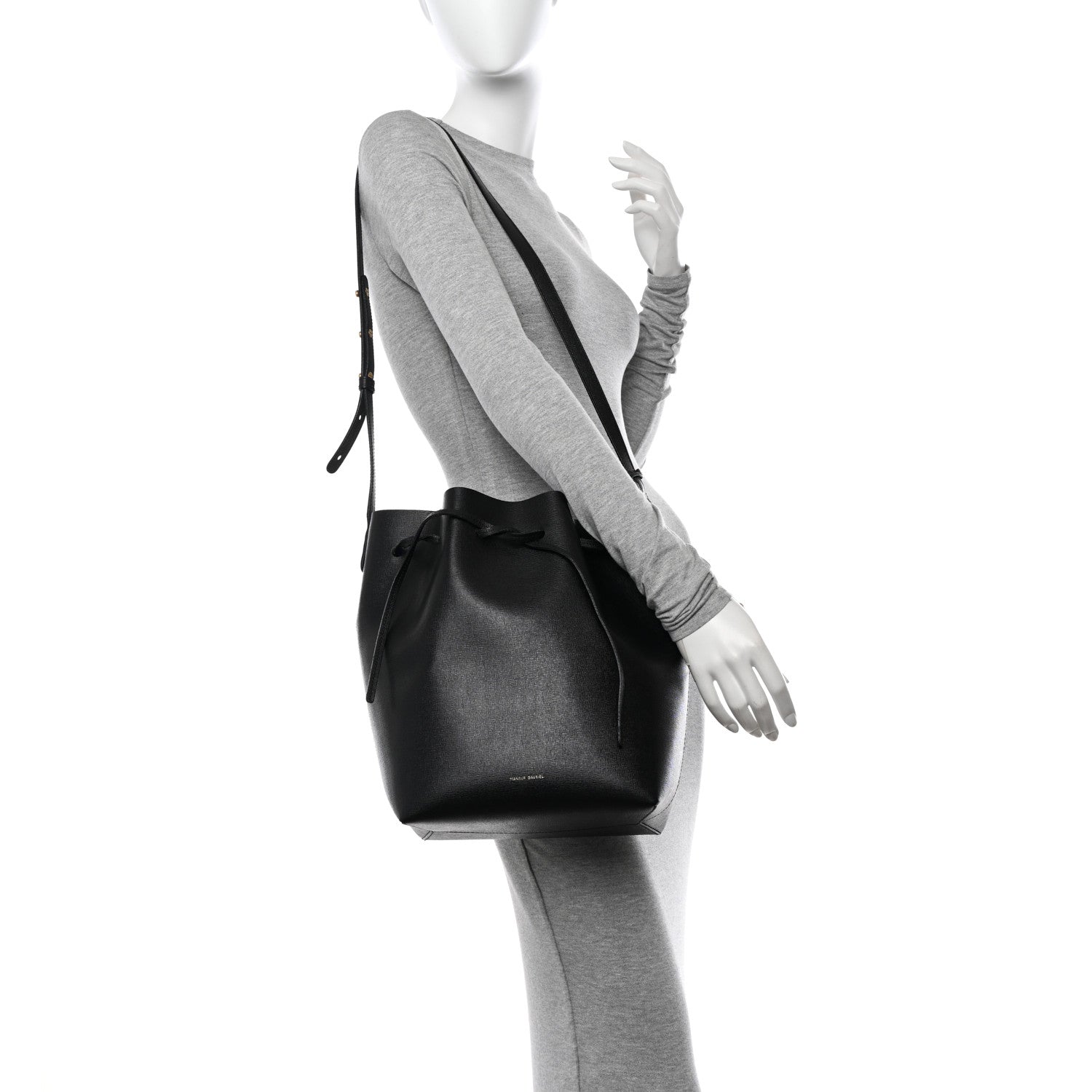 Mansur Gavriel Calfskin Mini Bucket Bag Black Royal Blu 2 of 12