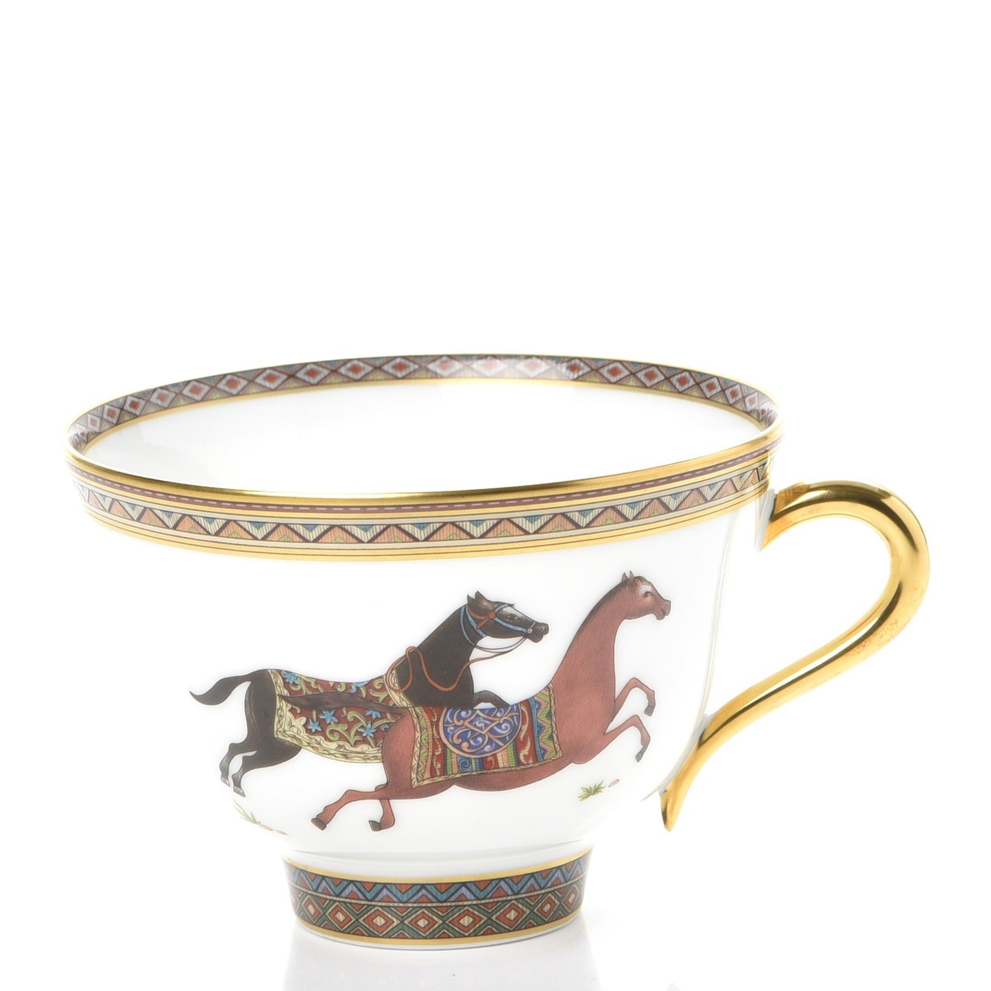 Porcelain Cheval d'Orient Tea Cup and Saucer
