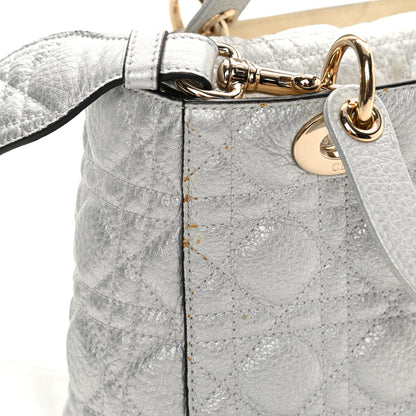 Christian Dior Metallic Grained Calfskin Cannage Medium Supple Lady Dior Silver 16 of 20