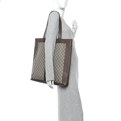 Gucci GG Supreme Monogram Web Large Ophidia Vertical Shopping Tote Brown 2 of 12