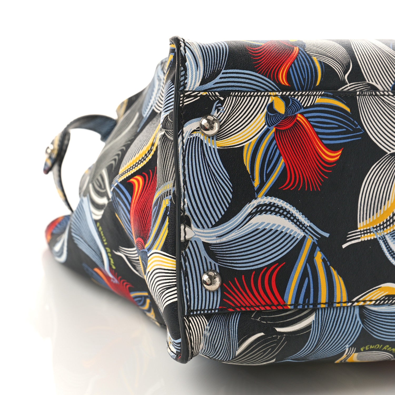 Fendi Calfskin Orchid Large Peekaboo Iconic Satchel Black Multicolor 7 of 8
