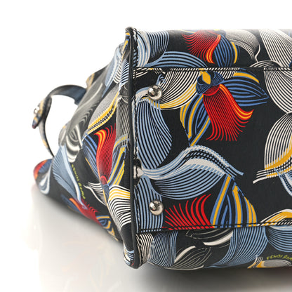 Fendi Calfskin Orchid Large Peekaboo Iconic Satchel Black Multicolor 7 of 8