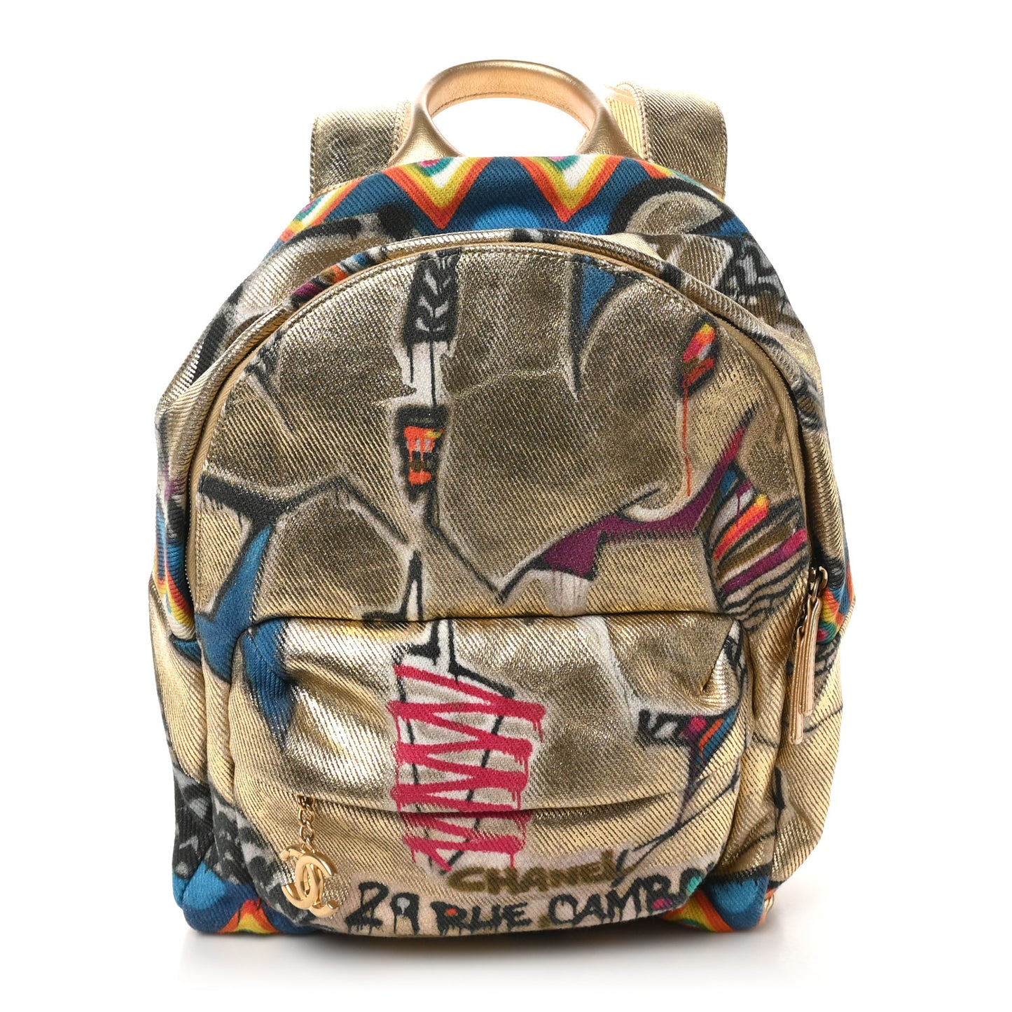 Graffiti Printed Canvas Street Spirit Backpack Multicolor
