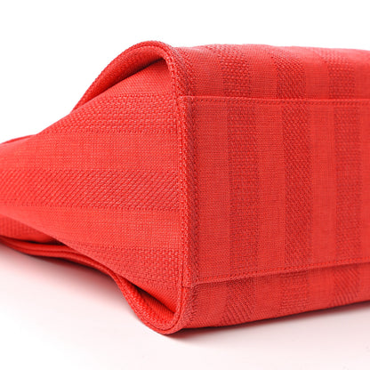 Chanel Straw Raffia Calfskin Striped Medium Deauville Tote Red 9 of 10