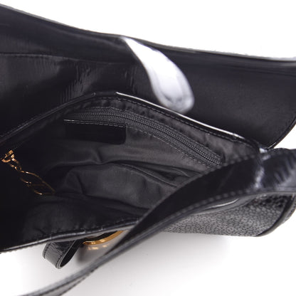 Christian Dior Calfskin Stingray Embossed Saddle Bag Black 5 of 7