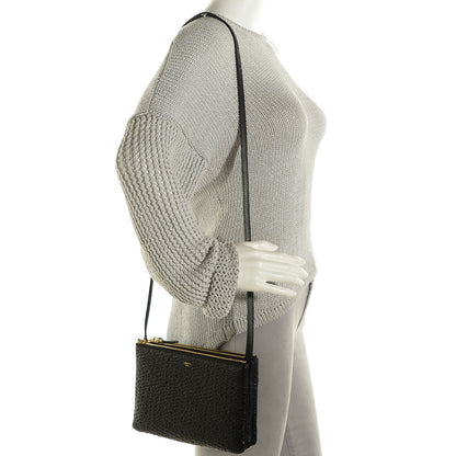 Celine Calfskin Astrakhan Embossed Small Trio Crossbody Black 2 of 7
