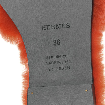 Hermes Woolskin Oran Sandals 36 Orange 6 of 8