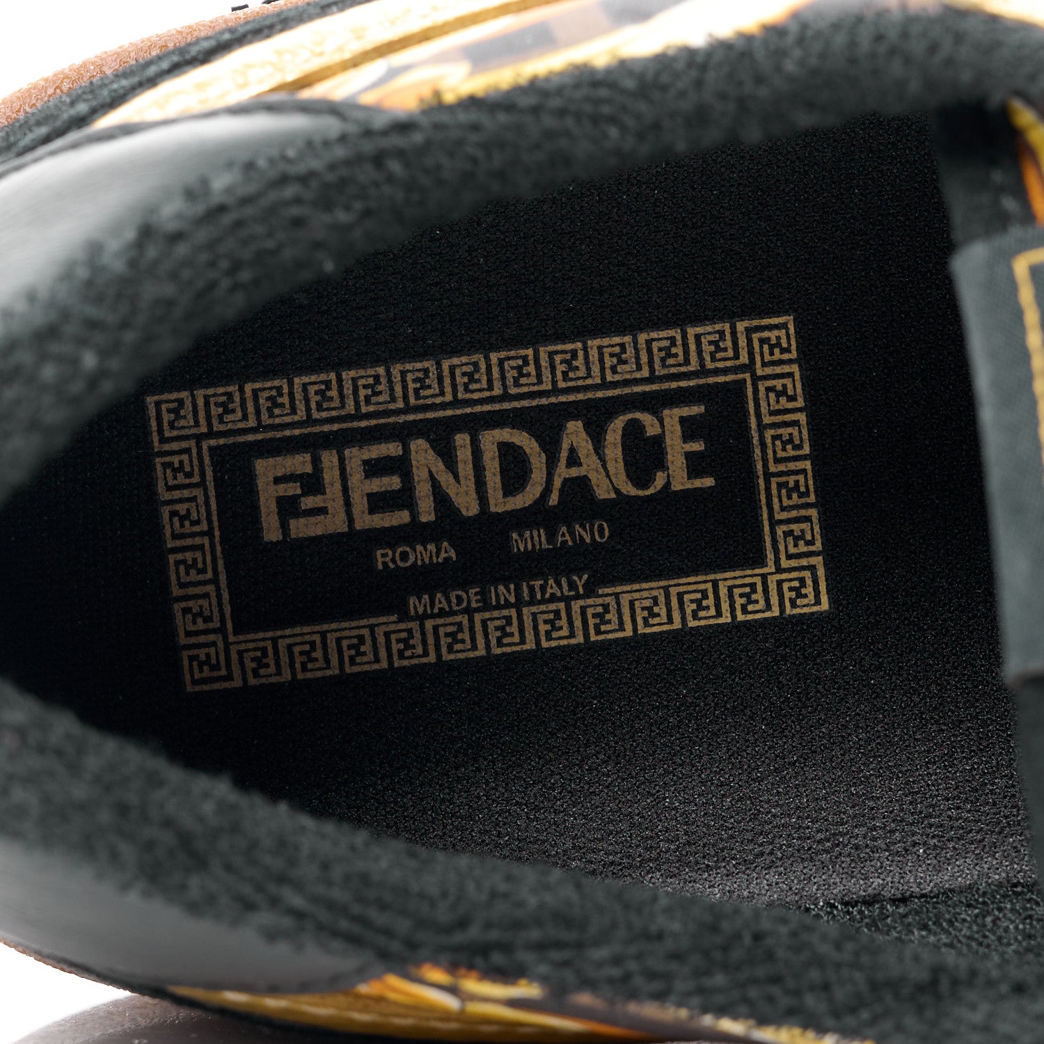 Versace X FENDI Suede Fabric FF Baroque Mens Fendace Match Sneakers 9 Black Gold Multicolor 8 of 10