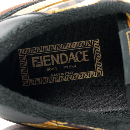 Versace X FENDI Suede Fabric FF Baroque Mens Fendace Match Sneakers 9 Black Gold Multicolor 8 of 10