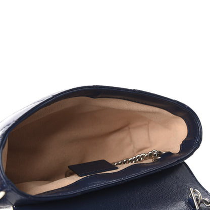 Gucci Vintage Effect Calfskin Matelasse Diagonal Super Mini Torchon GG Marmont Shoulder Bag Blue Agata Mystic White 5 of 12