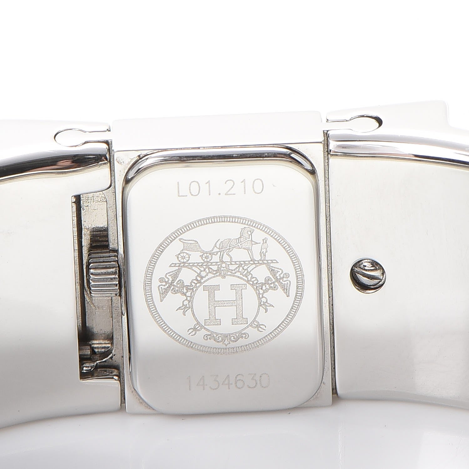 Hermes Stainless Steel Enamel 19mm Printed Horse Loquet Quartz Watch Red 6 of 6