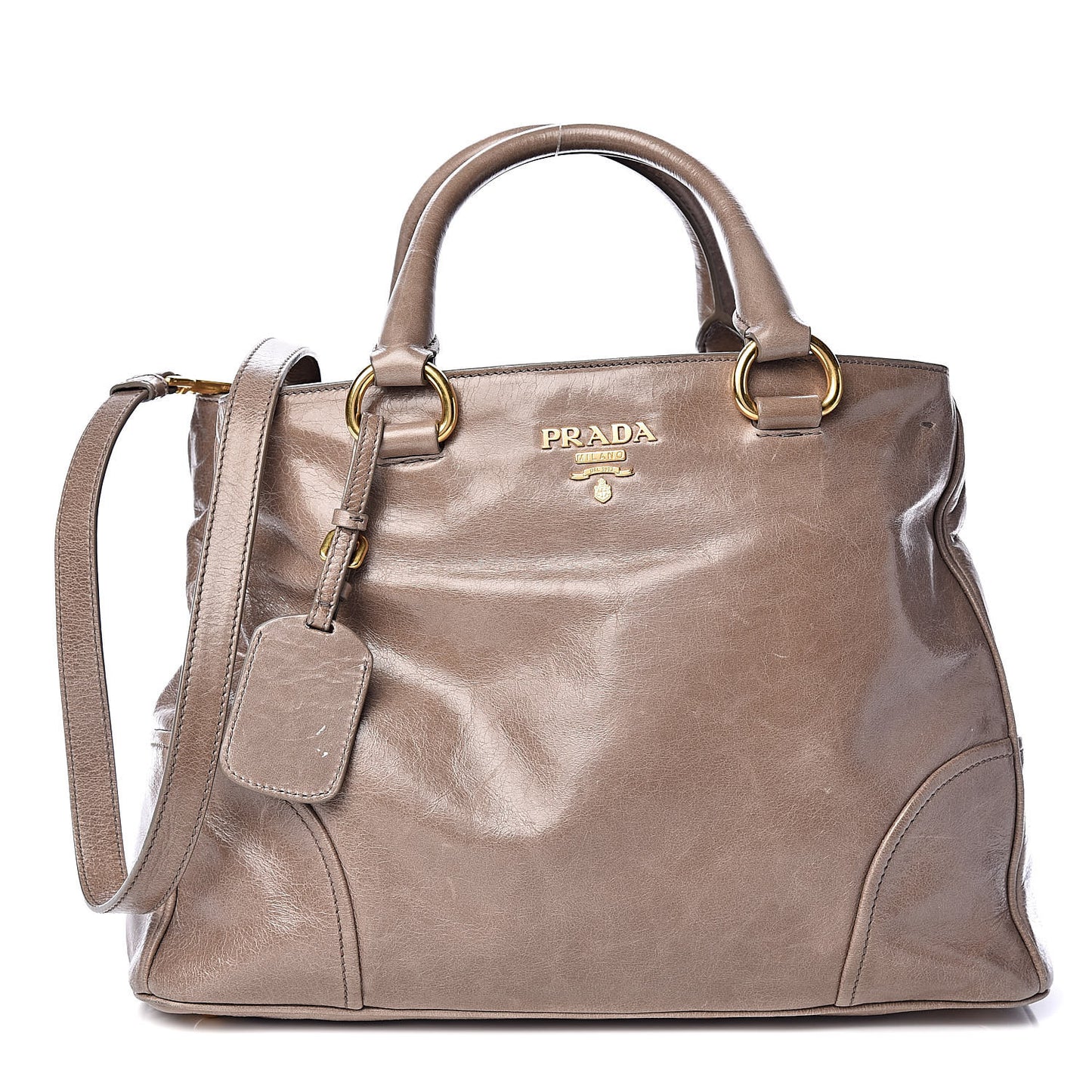 Vitello Shine Top Handle Bag Argilla