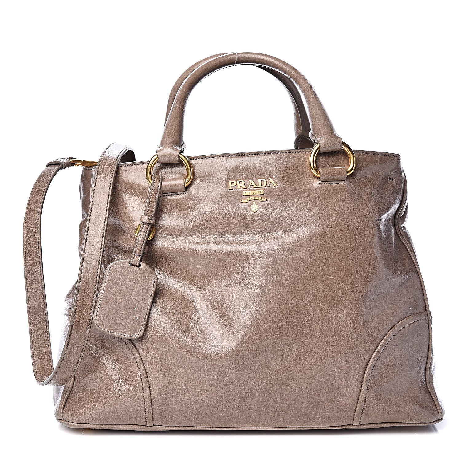 Prada Vitello Shine Top Handle Bag Argilla 1 of 11