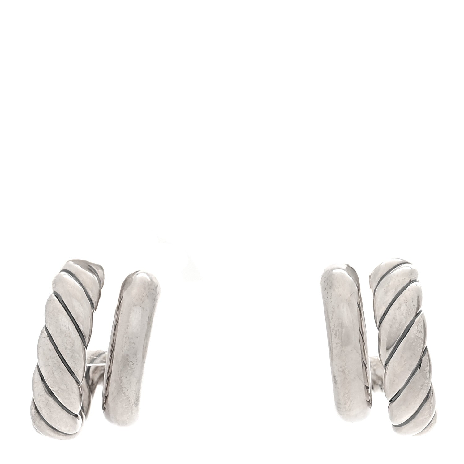 David Yurman Sterling Silver 13.5mm Mercer Double Hoop Huggie Earrings 1 of 5