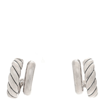 David Yurman Sterling Silver 13.5mm Mercer Double Hoop Huggie Earrings 1 of 5