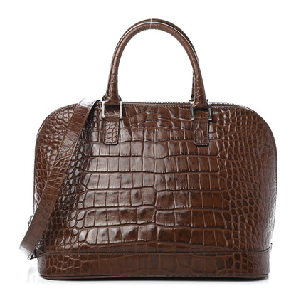 Burberry Crocodile Embossed Calfskin Large Bowler Bag Brown 1 of 8