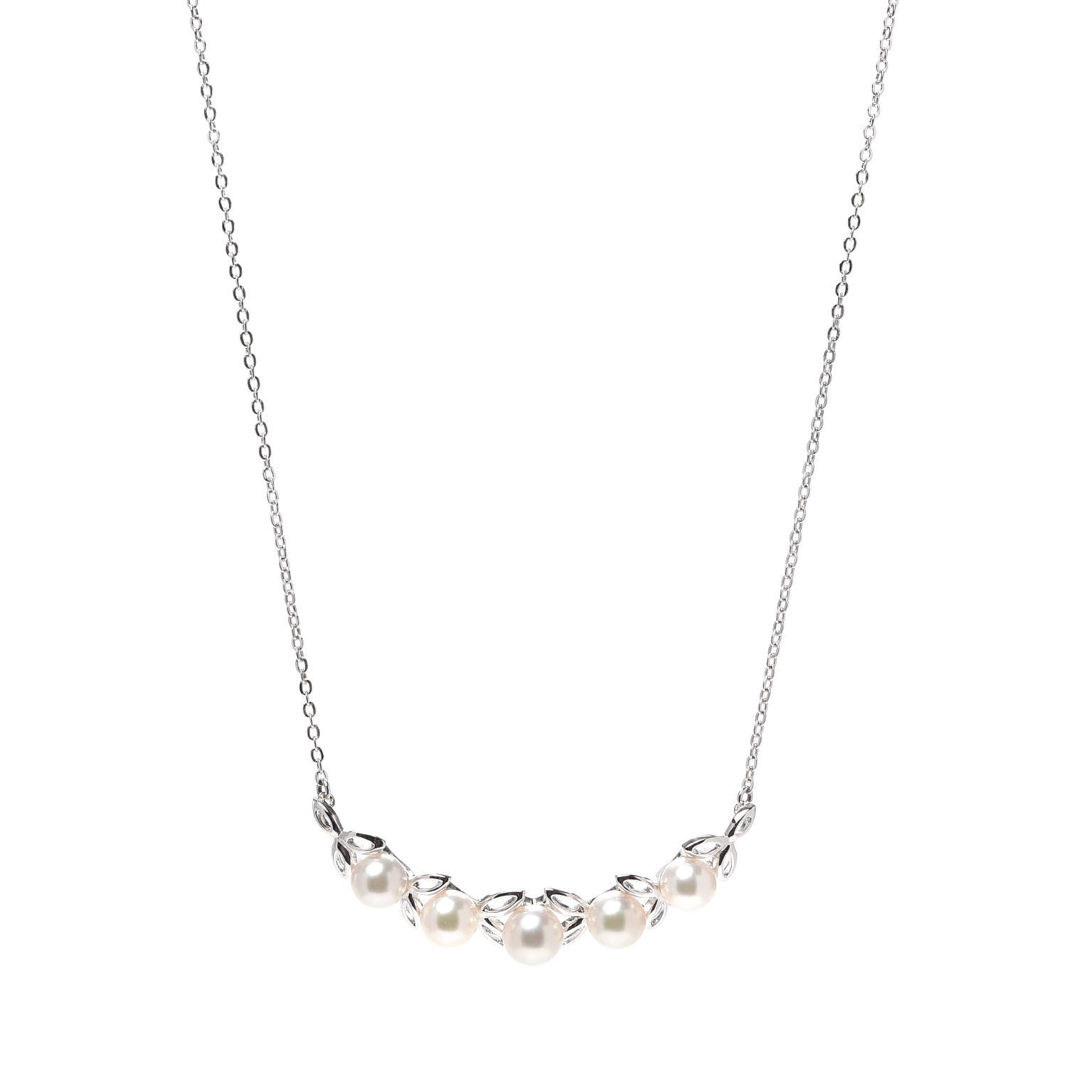 Mikimoto Sterling Silver Akoya Pearl 5.5-6mm Leaf Pendant Necklace 1 of 5