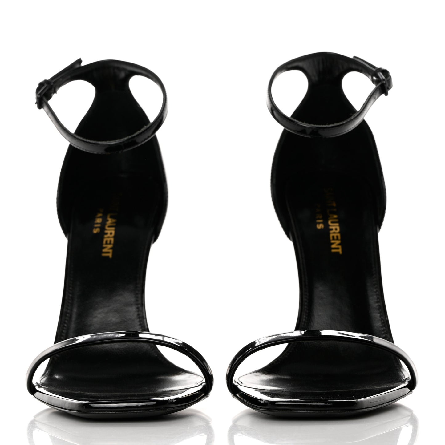 Patent Calfskin Opyum 110 Sandals 37.5 Black Gold