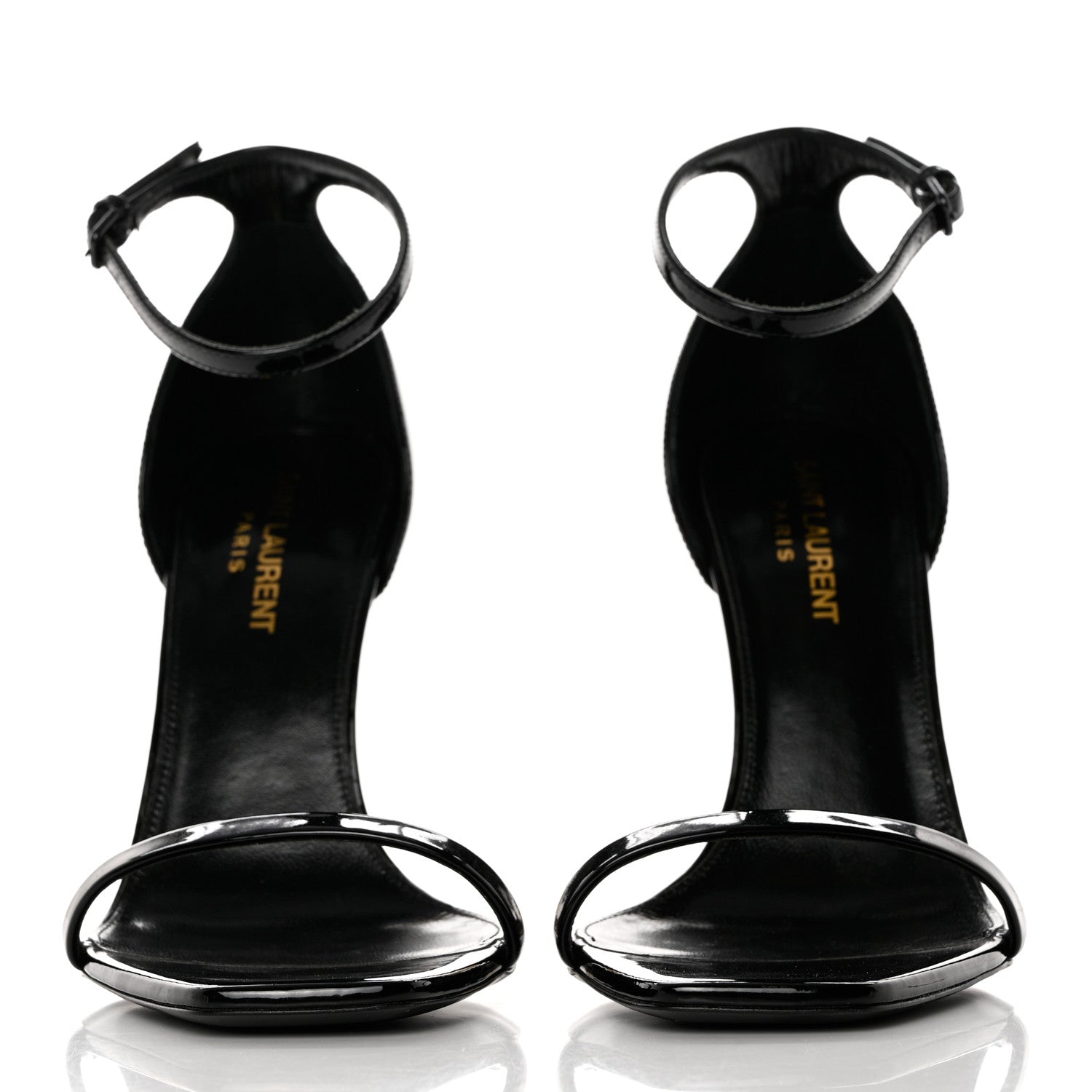 Saint Laurent Patent Calfskin Opyum 110 Sandals 37.5 Black Gold 2 of 8