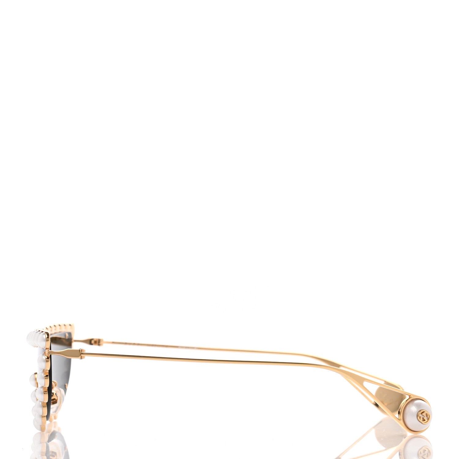 Gucci Metal Pearl Cat Eye Sunglasses GG0364S Gold 3 of 7