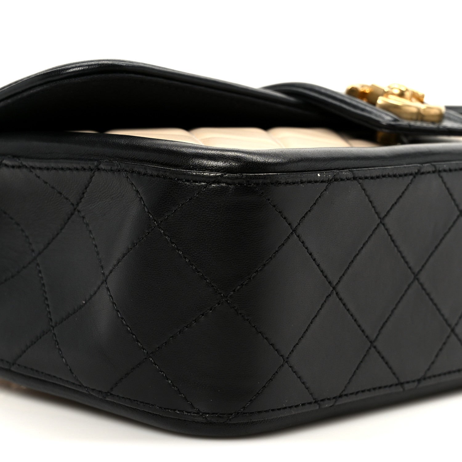 Chanel Lambskin Quilted Medium Elegant CC Flap Beige Black 1825844