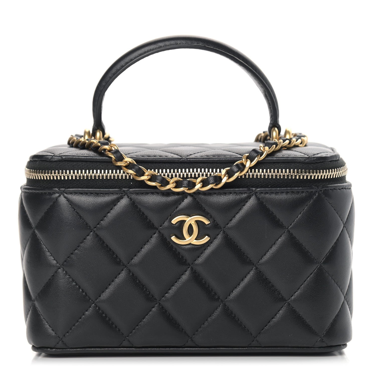 Chanel Lambskin Quilted Small Top Handle Vanity Case With Chain Black 1 of 7